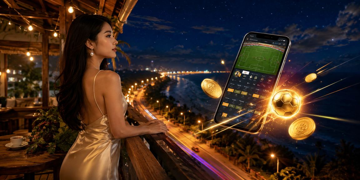 Người chơi tại Mũi Né thưởng thức cà phê và theo dõi cá cược thể thao trên điện thoại