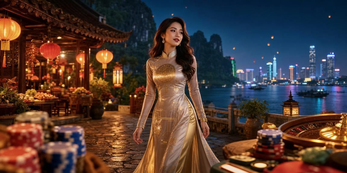 Phụ nữ áo dài tại Ninh Bình kiểm tra kết quả xổ số và giao dịch trực tuyến trên điện thoại